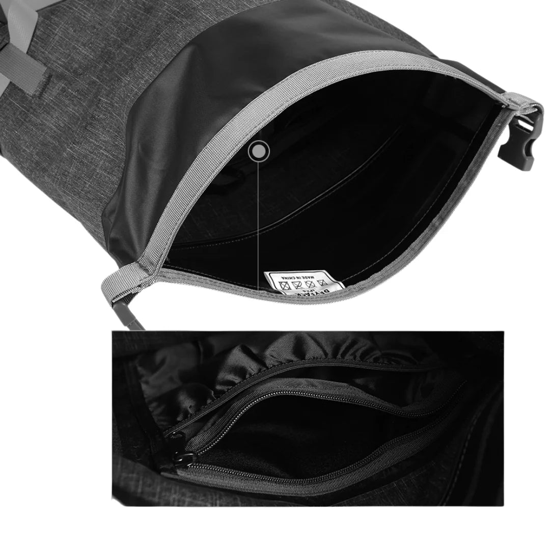 Sac à dos Hydfly étanche en tissu gris texturé avec doublure noire