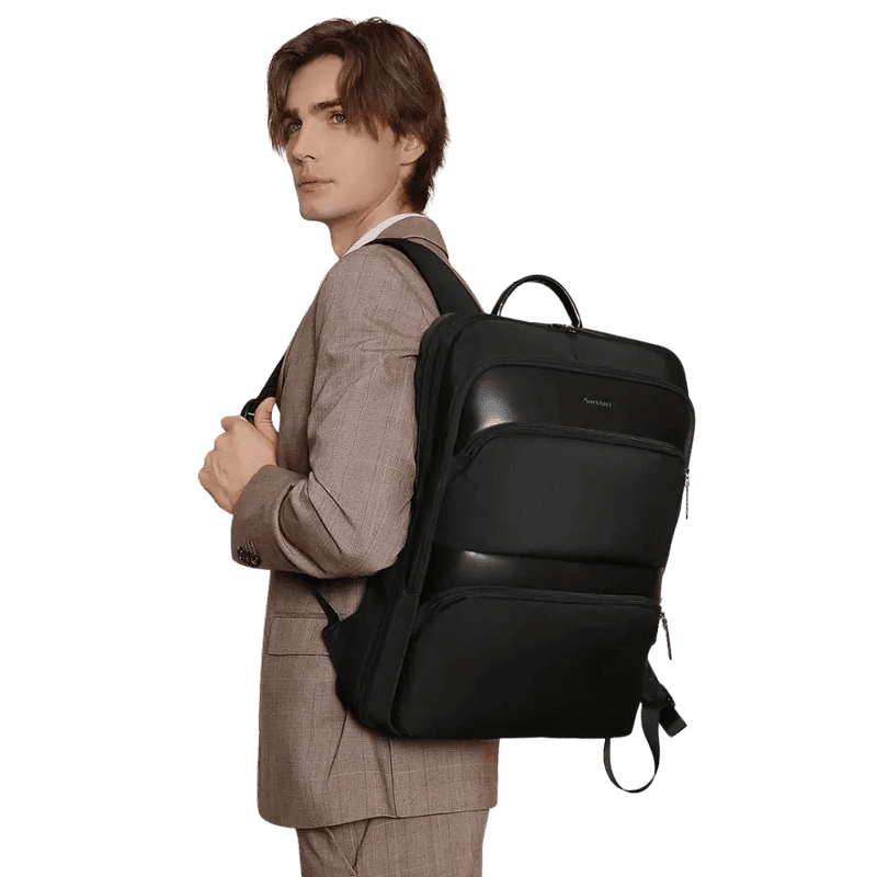 Sac à dos extensible ultra-fin 15,6 pouces StellarFlex noir avec poignée et bretelles ajustables