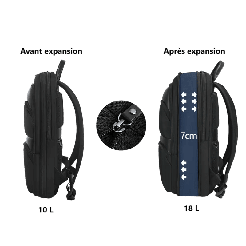 Sac à dos extensible ultra-fin 15,6 pouces StellarFlex avec compartiment principal zippé