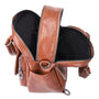 Sac à dos femme en cuir chic en cuir brun avec compartiments zippés et poches
