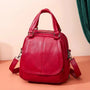 Sac à dos femme en cuir chic avec sac à main rouge en faux cuir à poignées et bandoulière détachable
