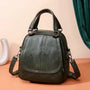 Sac à dos femme en cuir chic avec sac convertible en vert foncé en faux cuir
