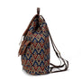 Sac à dos femme en toile imprimée avec motif géométrique, rabat en cuir et bretelles ajustables