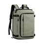Sac à dos femme voyage cabine vert sauge avec multiples zips, sangles et boucles
