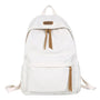 Sac à dos fille collège blanc avec zips en faux cuir marron et étiquette FASHION BAG