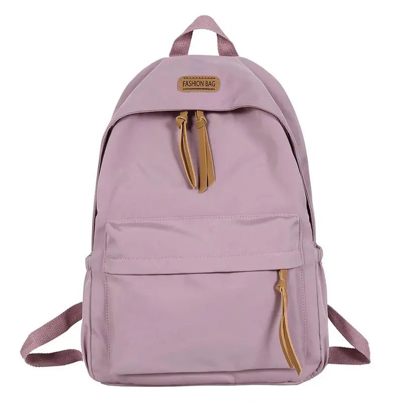 Sac à dos fille collège violet clair avec tirettes en tan pour école et loisirs