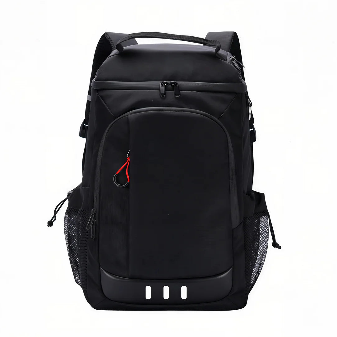 Sac à dos glacière 24L noir avec poignée, compartiments zippés et poches en mesh