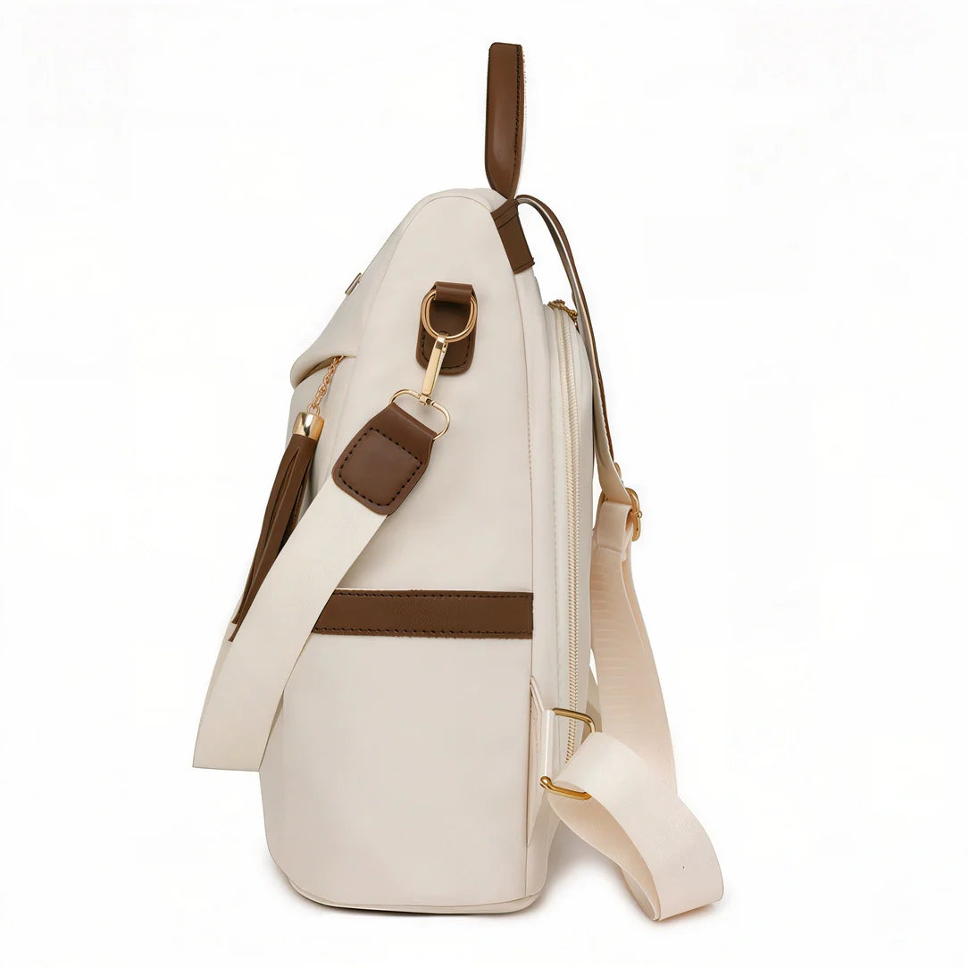 Sac à dos Graine d’Or beige crème avec accents marron et sangles ajustables