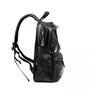 Sac à dos homme cuir noir en faux cuir avec poignée, bretelles ajustables et poches extérieures