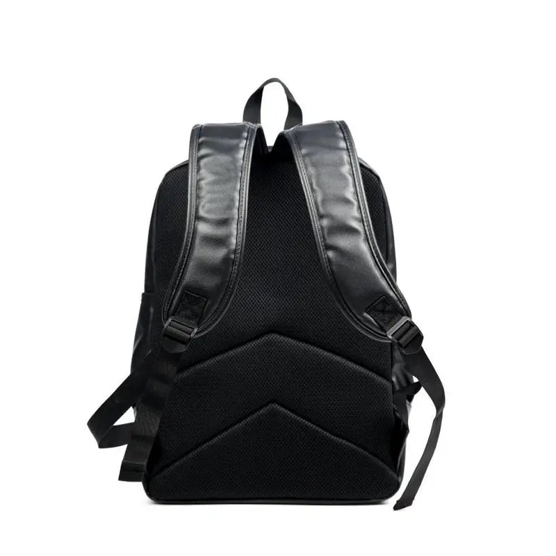 Sac à dos homme cuir noir avec bretelles rembourrées et panneau dorsal padding