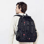 Sac à dos homme de ville noir à plusieurs compartiments avec accents rouges