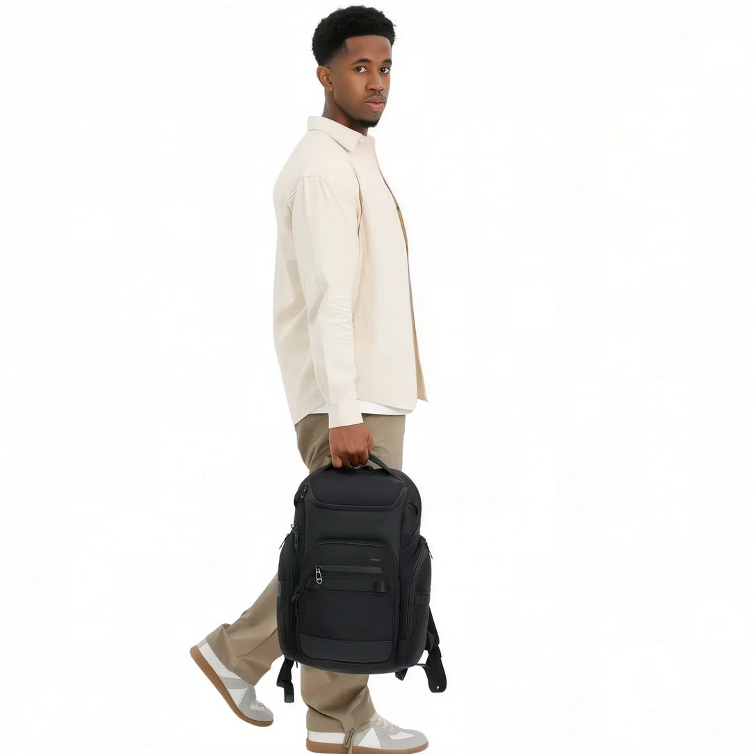 Sac à dos homme multi-poches Ozuko Gen II noir avec sangles rembourrées et poche ordinateur