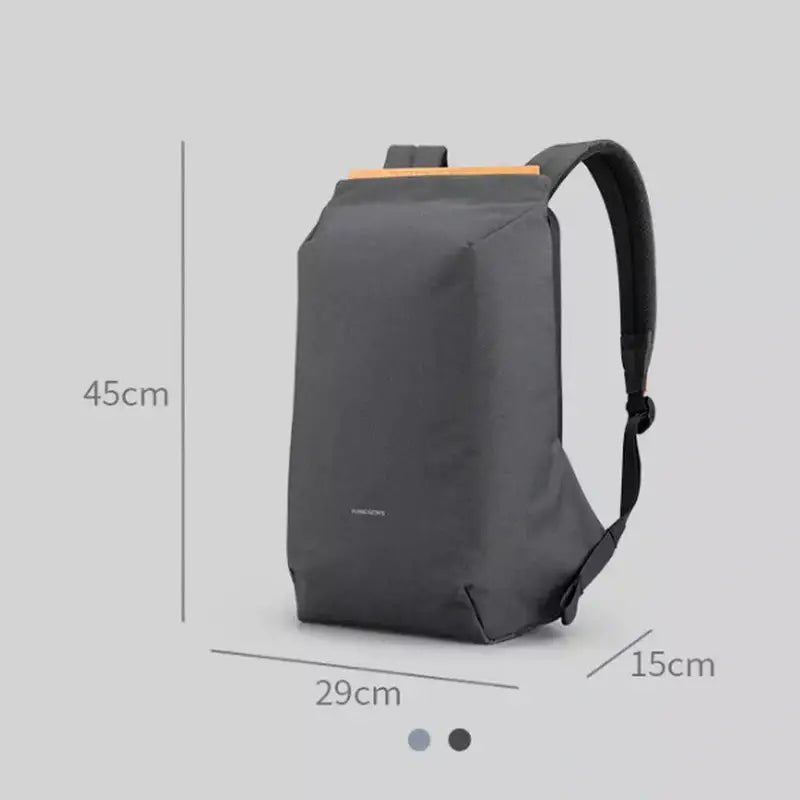 Sac à dos homme ordinateur 15 pouces en gris foncé minimaliste avec poignée en bois