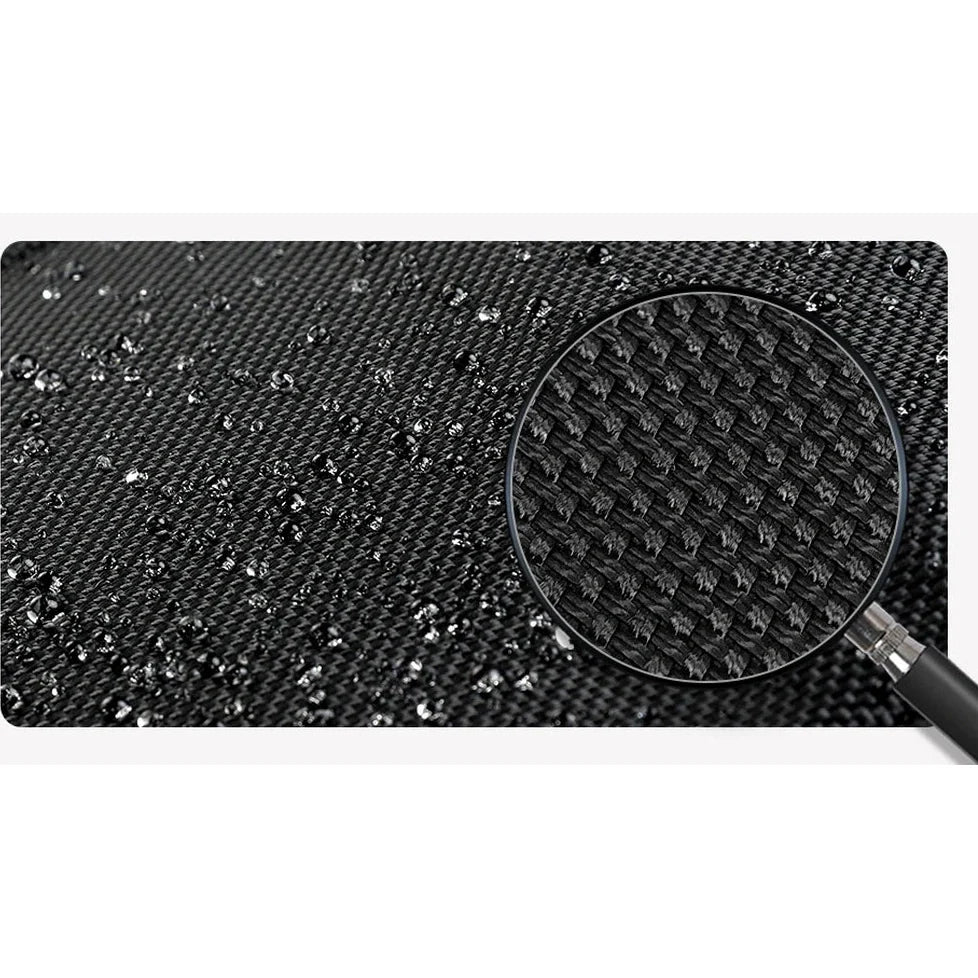 Tissu noir imperméable texturé avec vue agrandie de sa trame pour Sac à dos homme PC portable