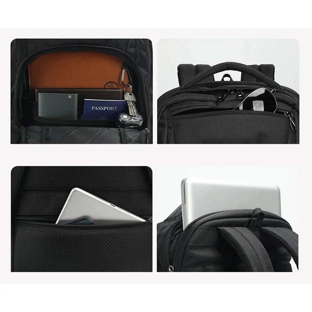 Sac à dos homme pc portable noir avec compartiments pour ordinateur, tablette et accessoires