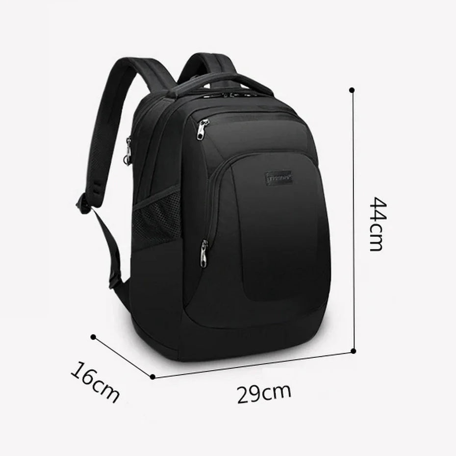 Sac à dos homme pc portable en polyester noir avec plusieurs compartiments et bretelles rembourrées