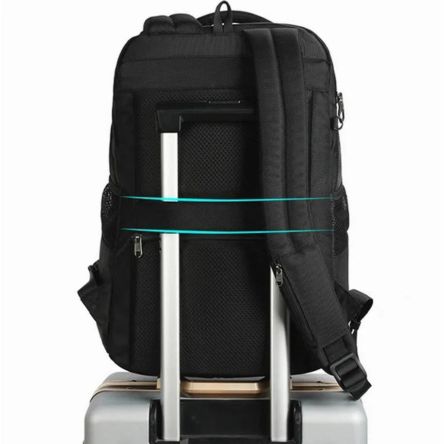 Sac à dos homme pc portable noir avec sangle de fixation pour voyage et ordinateur