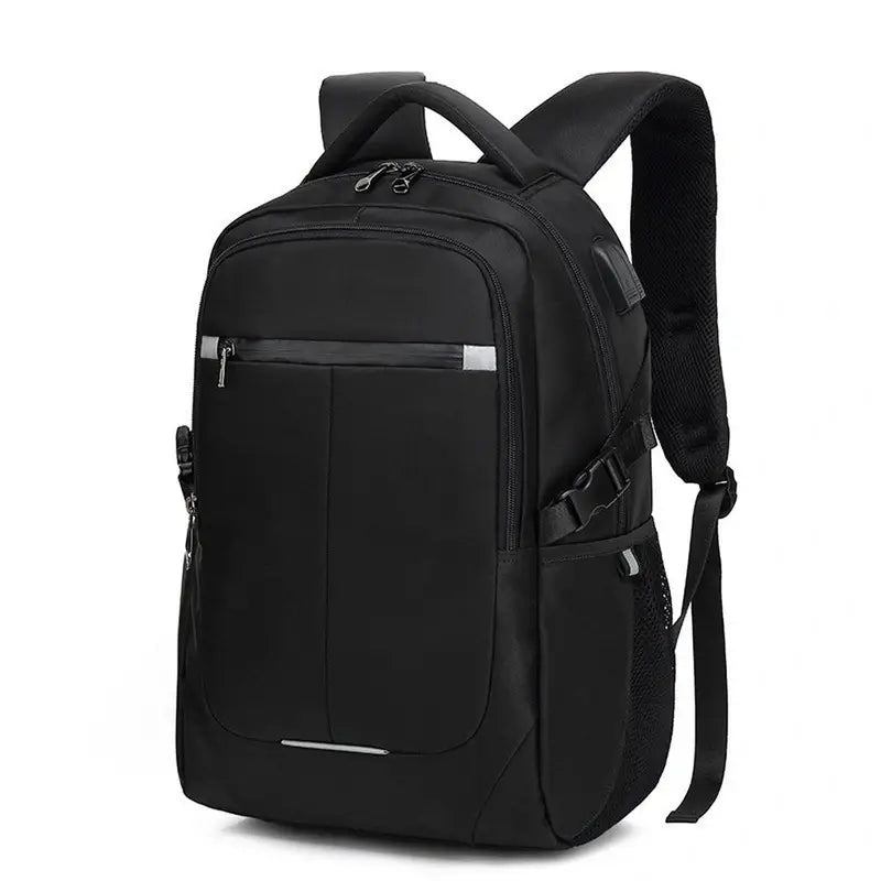 Sac à dos homme pour ordinateur portable en polyester noir avec plusieurs compartiments zippés
