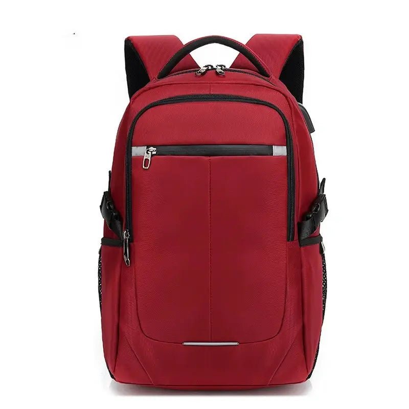 Sac à dos homme pour ordinateur portable rouge avec plusieurs compartiments zippés