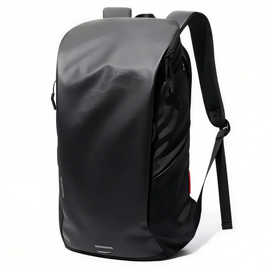 Sac à dos imperméable ordinateur noir avec bretelles rembourrées et accents réfléchissants