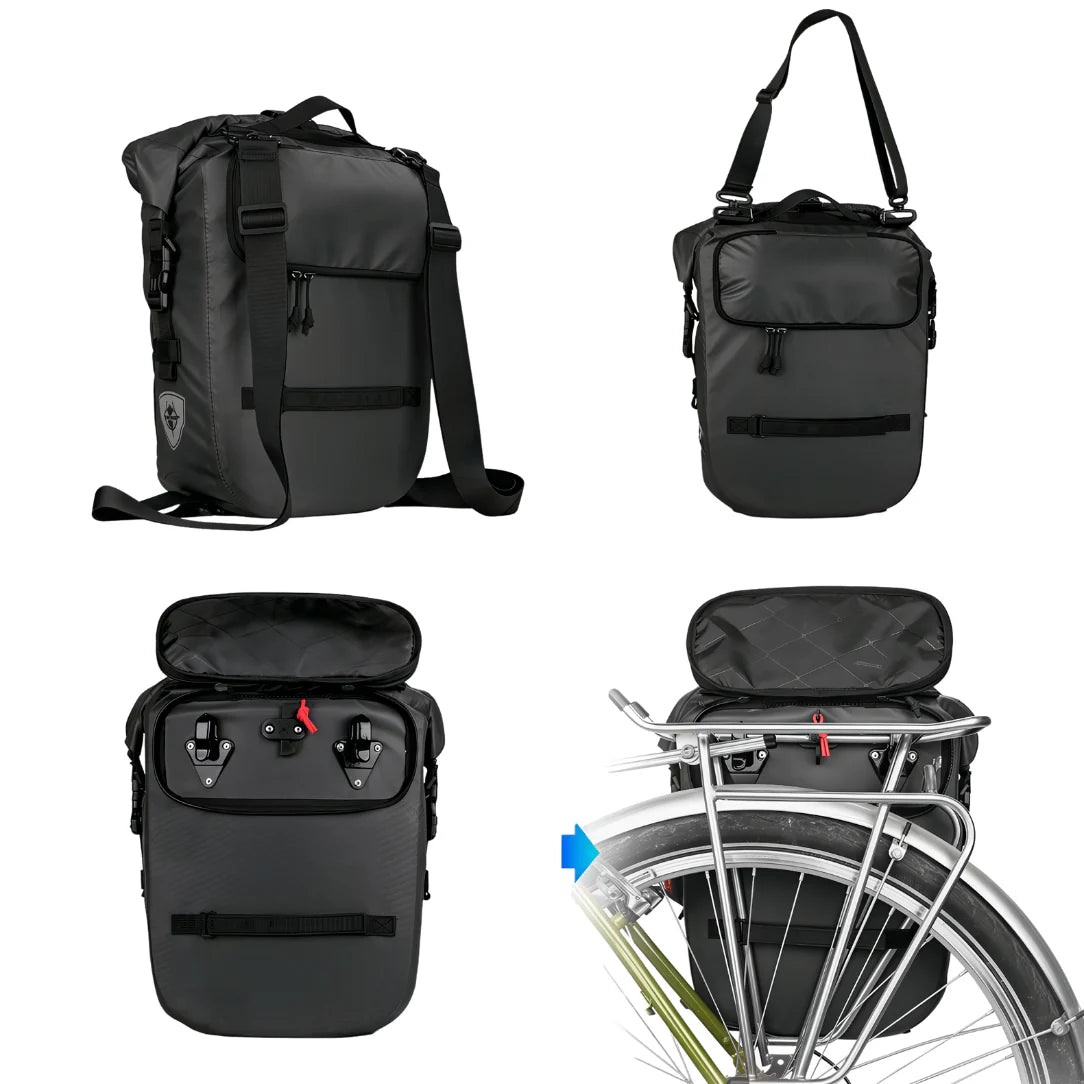 Sac à dos imperméable vélo noir avec sangles réglables et compartiments multiples