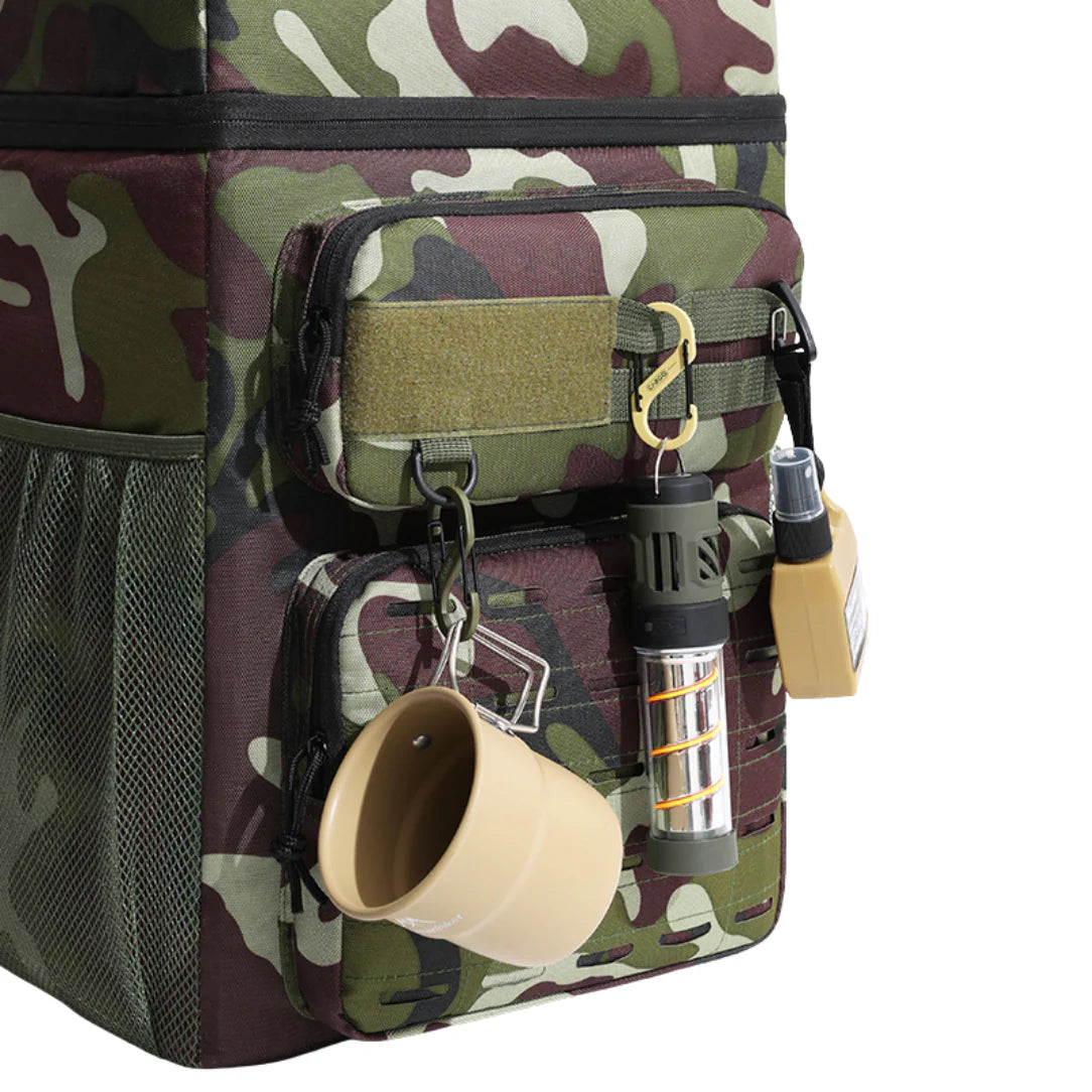 Sac à dos isotherme camouflage avec sac de refroidissement tactique et accessoires