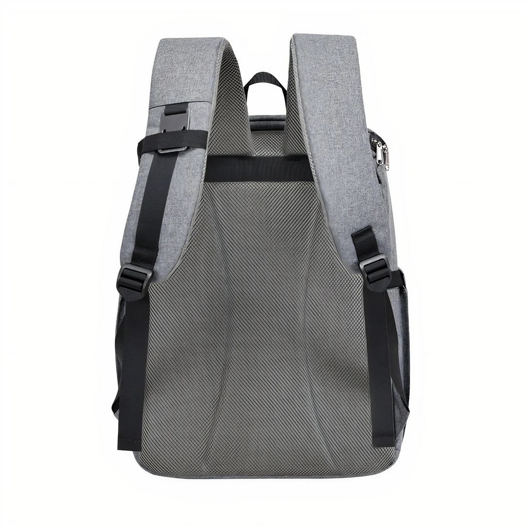 Sac à dos isotherme de picnic multipoches 25L gris avec bretelles rembourrées et panneau dorsal en mesh