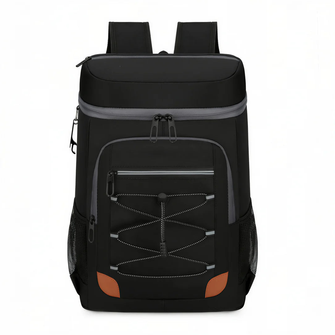 Sac à dos isotherme de randonnée 25L avec cooler isolé noir, cordon et poches latérales