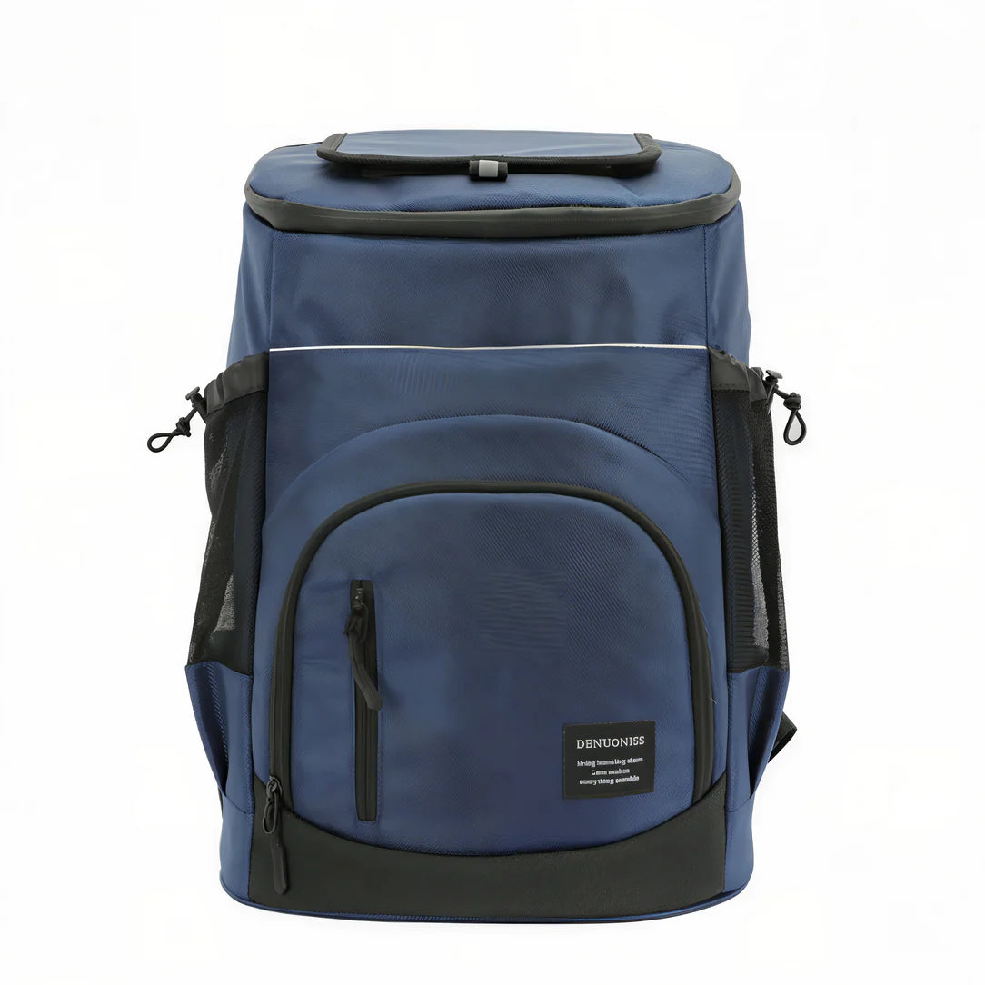 Sac à dos isotherme rectangulaire grande capacité en bleu marine avec plusieurs compartiments