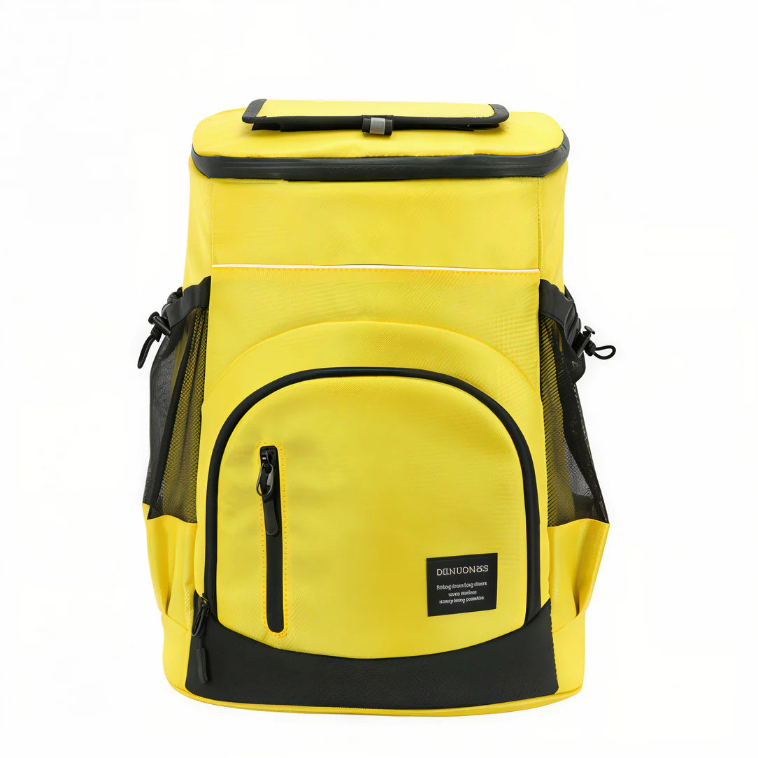 Sac à dos isotherme rectangulaire grande capacité en jaune avec accents noirs
