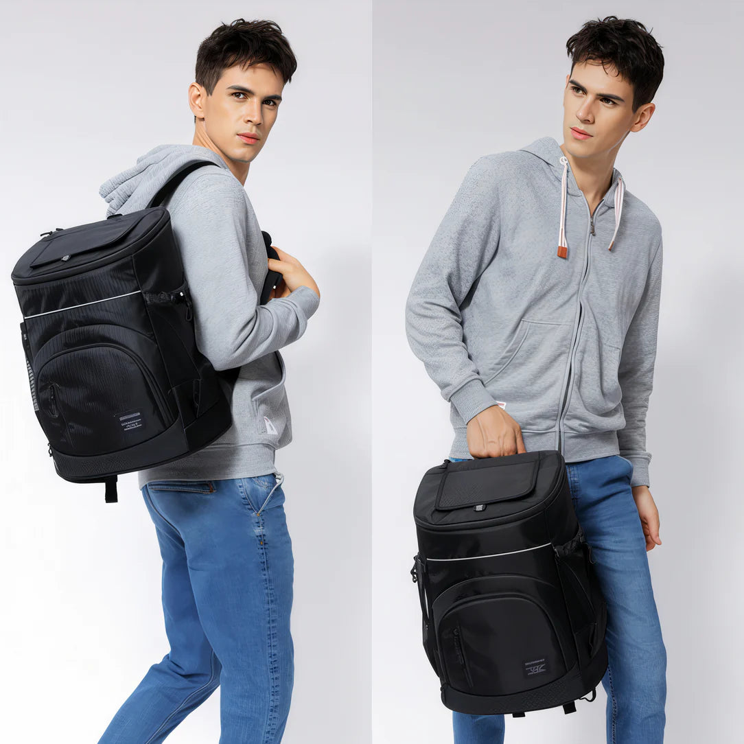 Sac à dos isotherme rectangulaire grande capacité de 33L noir pour nourriture et boissons