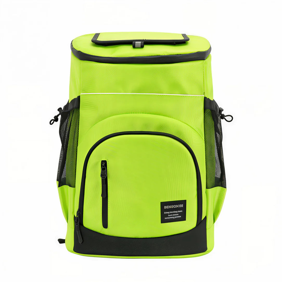 Sac à dos isotherme rectangulaire grande capacité 33L avec cooler vert et poches en mesh