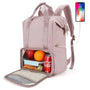 Sac à dos isotherme femme en quilté lilas avec compartiment isolé et port USB externe