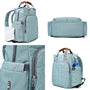 Sac à dos à langer bébé bleu clair en quilting avec multiples compartiments et poignées