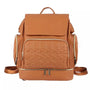 Sac à dos à langer cuir en faux cuir marron avec poche quiltée et zips dorés