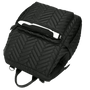 Sac à dos à langer design noir avec sangle à motif blanc et noir
