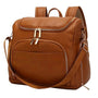 Sac à dos à langer en cuir en cuir marron convertible sac à dos et sac à bandoulière