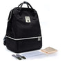 Sac à dos à langer imperméable noir avec plusieurs compartiments et double fermeture éclair