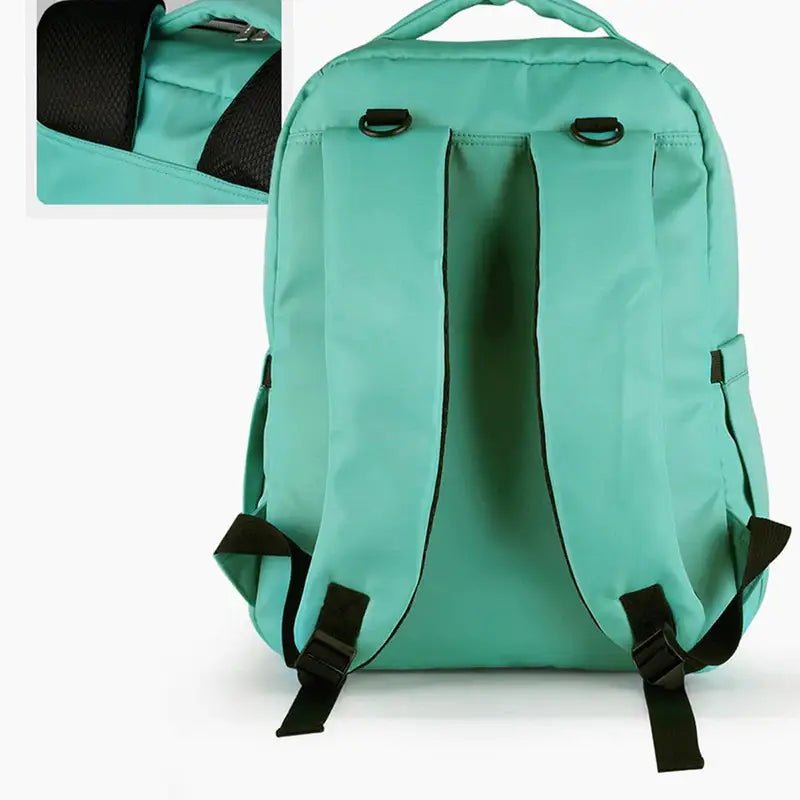 Sac à dos à langer isotherme mint vert avec bretelles réglables et poignée supérieure