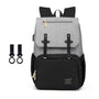 Sac à dos à langer oxford gris clair et noir avec port de chargement USB et attaches pour poussette
