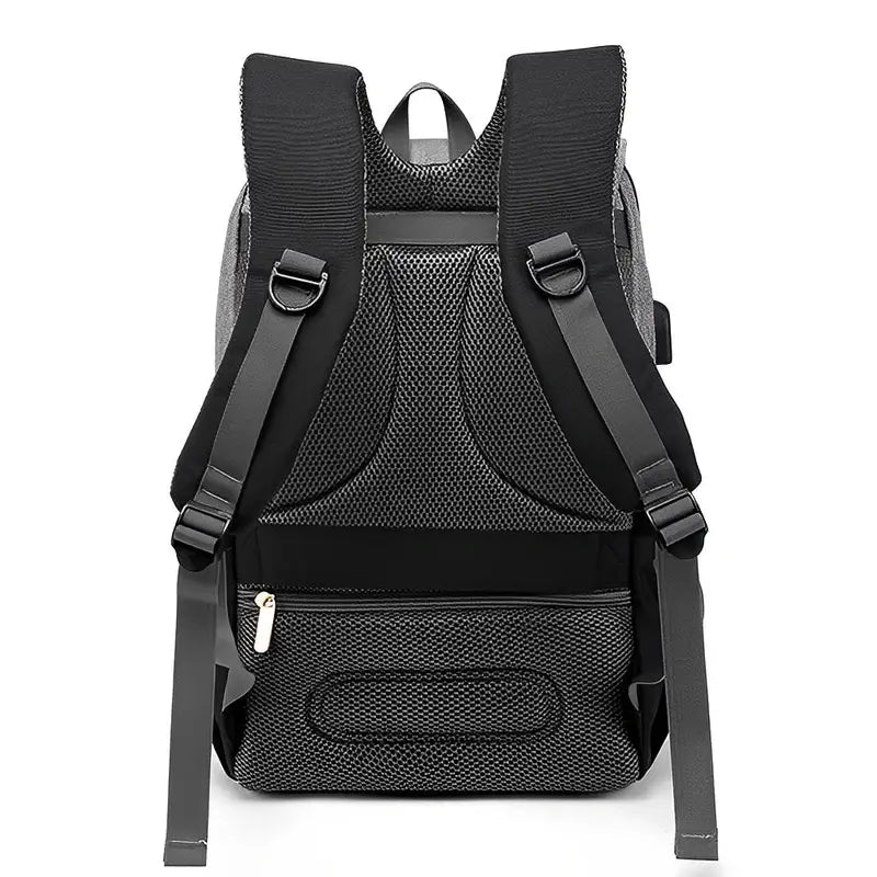 Sac à dos à langer Oxford noir et gris avec bretelles rembourrées en mesh