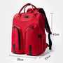 Sac à dos à langer pour jumeaux rouge avec poches zippées et poignées robustes