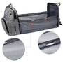 Sac à dos à langer USB gris pliable se transforme en berceau pour bébé