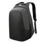 Sac à dos laptop anti-vol gris foncé et noir au design moderne avec poche latérale visible