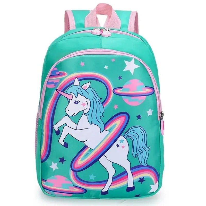 Sac à dos licorne maternelle pour enfant avec design de licorne arc-en-ciel et planète