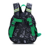 Sac à dos maternelle dinosaure pour enfants avec motif noir et vert, bandes réfléchissantes et harnais de sécurité