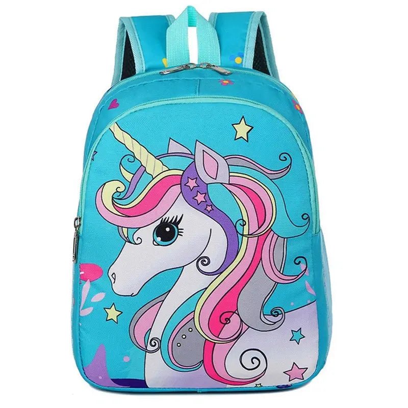 Sac à dos maternelle licorne turquoise avec graphique de licorne arc-en-ciel