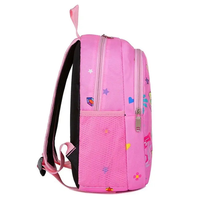 Sac à dos maternelle licorne rose pour enfants avec plusieurs compartiments zippés