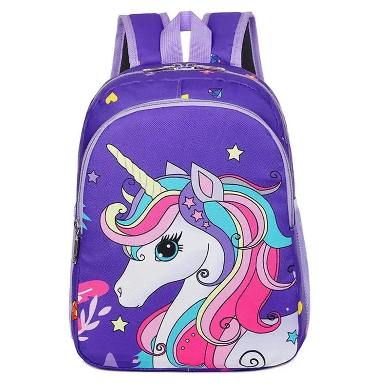 Sac à dos maternelle licorne violet avec graphique de licorne arc-en-ciel