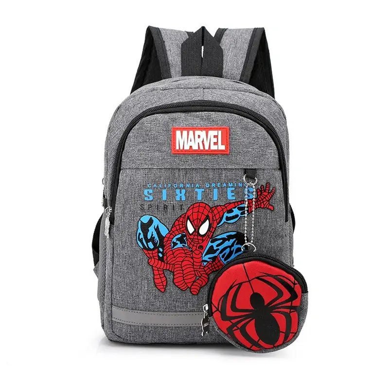 Sac à dos maternelle Spider-Man gris avec poche détachable pour monnaie